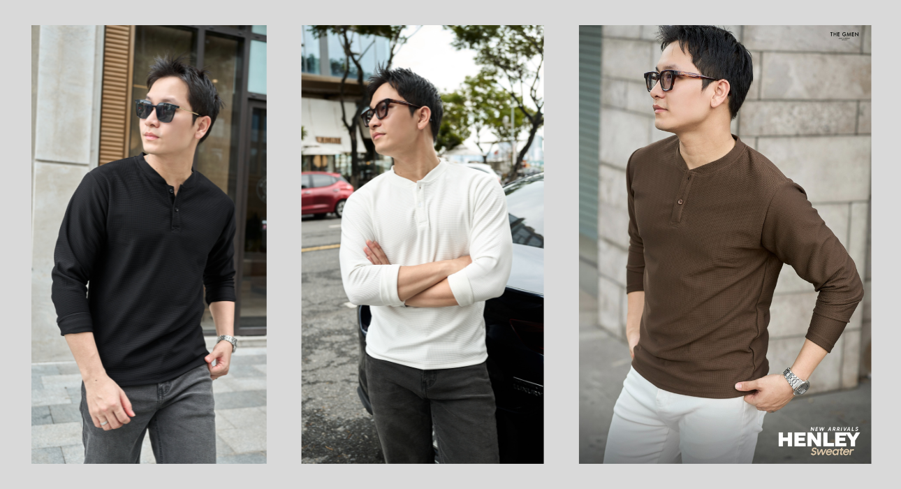 Áo sweater nam Henley The GMEN