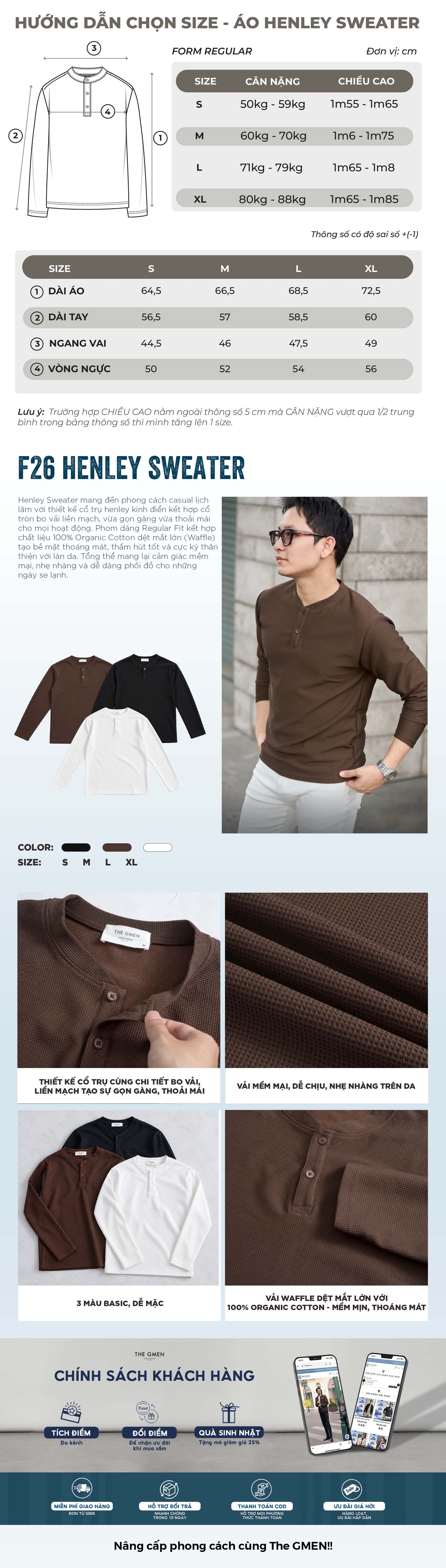 Áo sweater nam Henley Sweater The GMEN