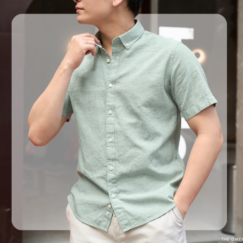 Áo Sơ mi nam ngắn tay L26 Linen SS Shirt - Xanh xám