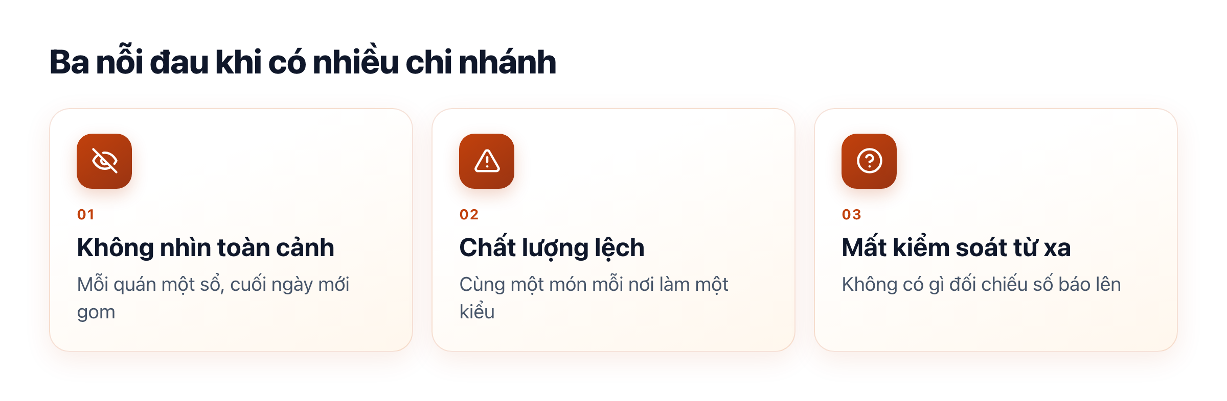 Ba nỗi đau chuỗi: không nhìn toàn cảnh, chất lượng lệch, mất kiểm soát từ xa