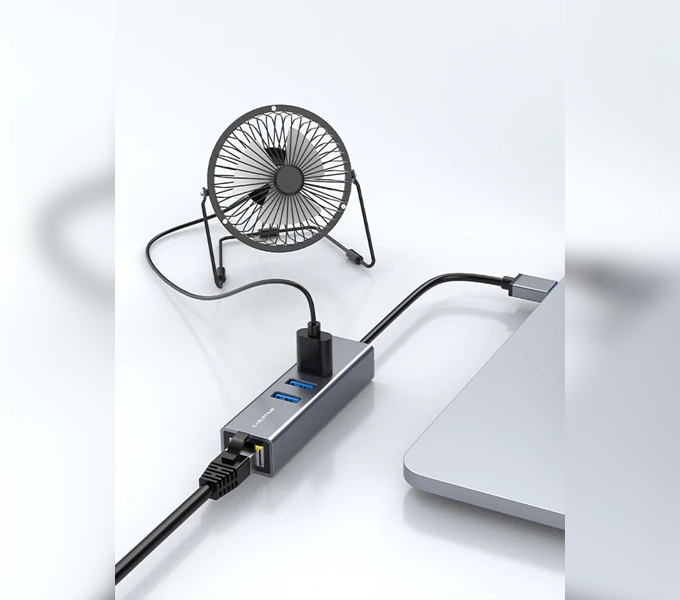 CABLETIME USB 3.0 3 Port Hub With Gigabit Ethernet Adapter (CB55G)(CT-AMLU3-AG)(2Y)