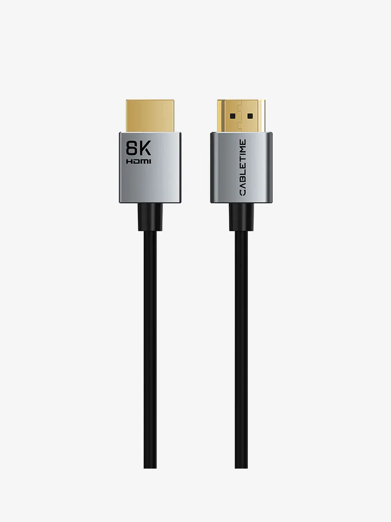 CABLETIME Cable 2M 8K 60HZ Ultra Slim HDMI 2.1 Cable 3.8mm for PS5/Xbox  (CT-SHD8K-AG2) 2Y