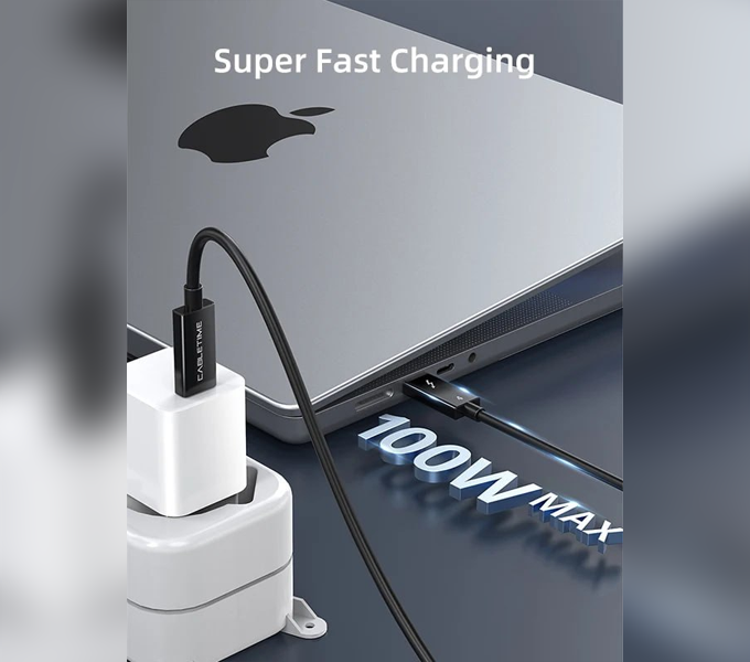CABLETIME 2.5M THUNDERBOLT 4 USB4 Cable  8K/40G /100W Black PVC (CT40M)(CT-C160-U31-TB4-BB2.5)2Y