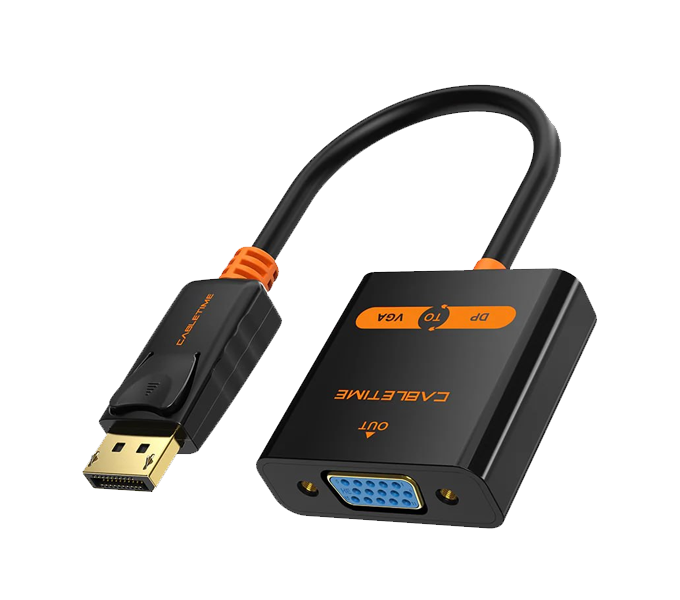 CABLETIME DisplayPort to VGA Adapter Cable, Video SUPPORT 1080p/60HZ Black PVC Jacket 0.2M(M: CP25B)