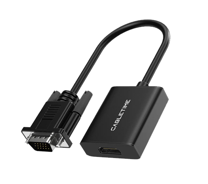 CABLETIME VGA to HDMI Monitor Adapter Converter with USB Audio & Power (M: CP54B)