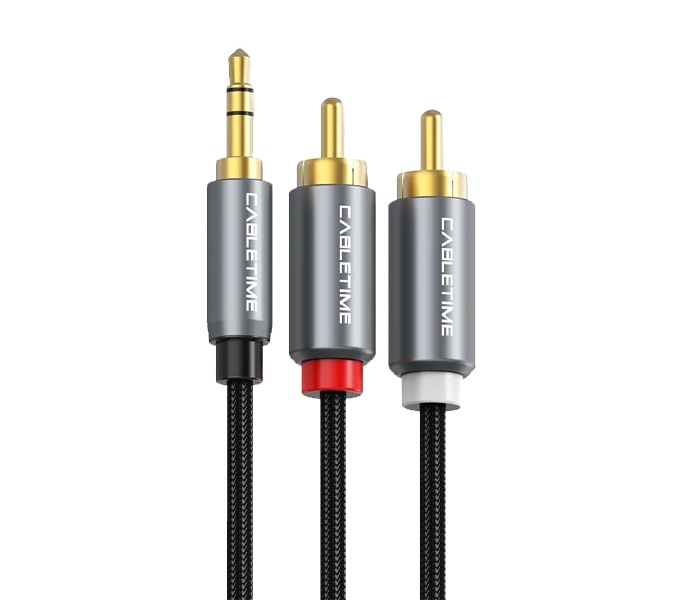 CABLETIME Cable 1.8M Premium Stereo 3.5mm 1/8" to 2RCA Splitter Y Audio Cable(M:CF13K)