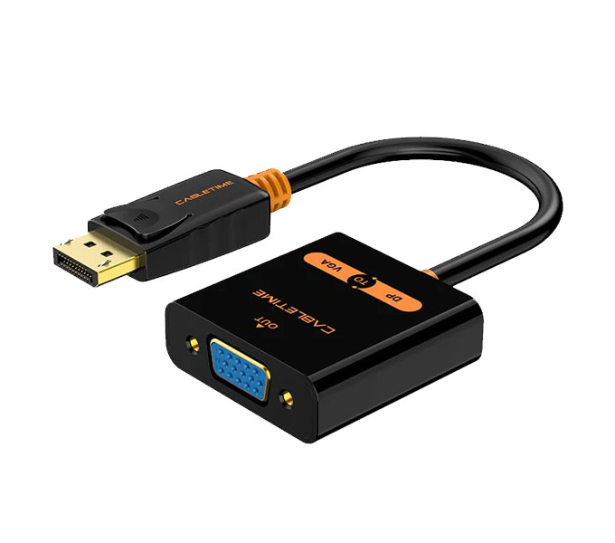 CABLETIME DisplayPort to VGA Adapter Cable, Video SUPPORT 1080p/60HZ Black PVC Jacket 0.2M(M: CP25B)