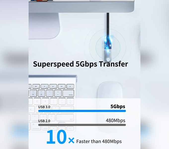 CABLETIME Cable 2M PVC USB3.0 AM-AF Extension(CA11L) (CT-C160-U3-AMAFN-B2) 2Y