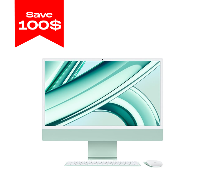 iMac 24" Retina 4.5K M3 chip-8‑core CPU and 10‑core GPU-8GB-512GB -Green (MQRP3ZP/A)-1Y