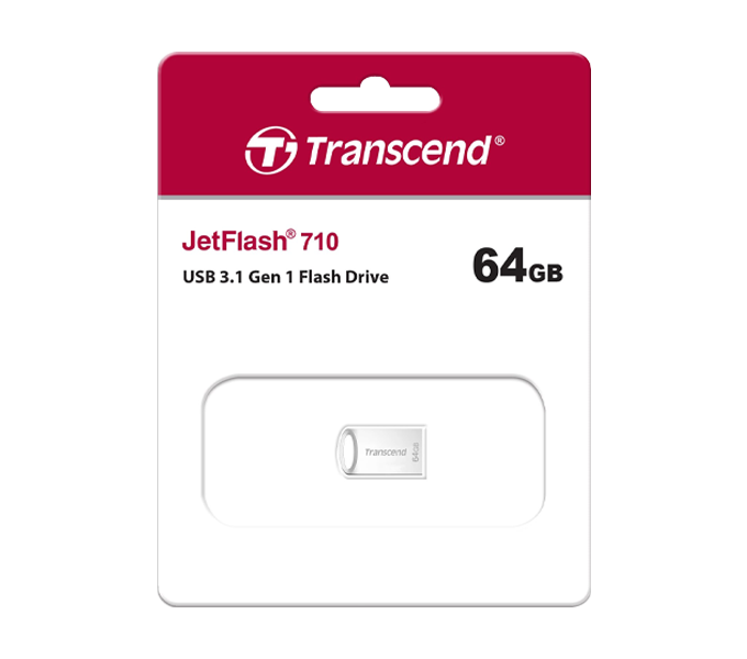 USB Flash Drive 64GB,JetFlash710s,TS64GJF710S,USB3.1 Transcend Silver(5Y)
