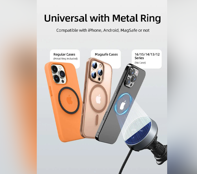 CABLETIME 2-IN-1 Magnetic Wireless Car Charger with PD20W/Wireless15W (CE13B) (CT-WPH02-PG) 2Y