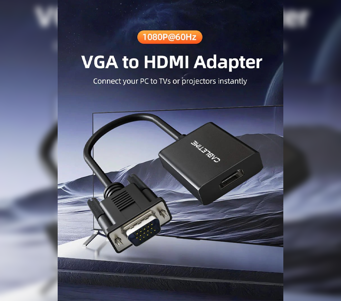 CABLETIME VGA to HDMI Monitor Adapter Converter with USB Audio & Power (M: CP54B)