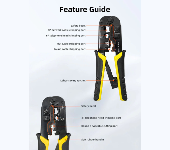 CABLETIME Rj45 Cat 5 Cat 6 Cable Crimping Tool 2Y (M: CNT1C)