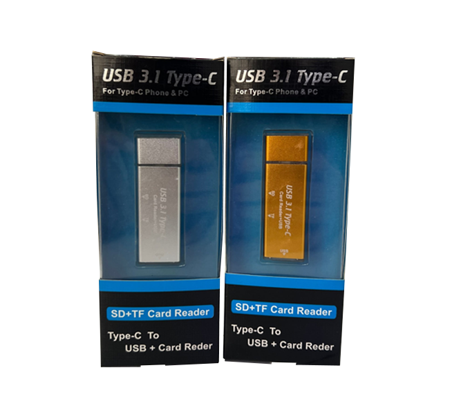 Card Reader USB3.1 TYPE-C, SD, TF, USB CR U3.1C 3 IN 1 (Gold or Silver)