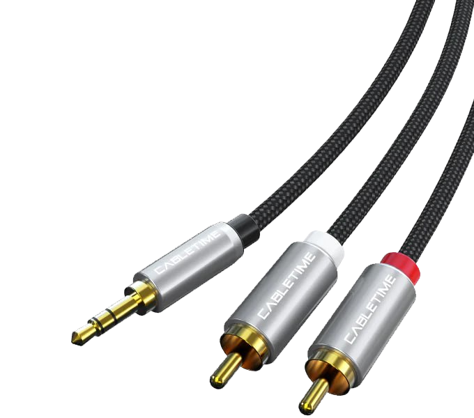 CABLETIME Cable 5M Premium Stereo 3.5mm 1/8" to 2RCA Splitter Y Audio Cable (M:CF13P)