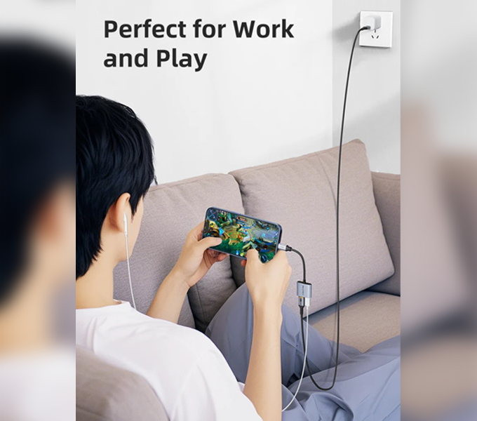 CABLETIME USB C Splitter 2-in-1 USB C to Dual USB C Headphone and Charger Adapter (CT-CMCC-AG)(2Y)