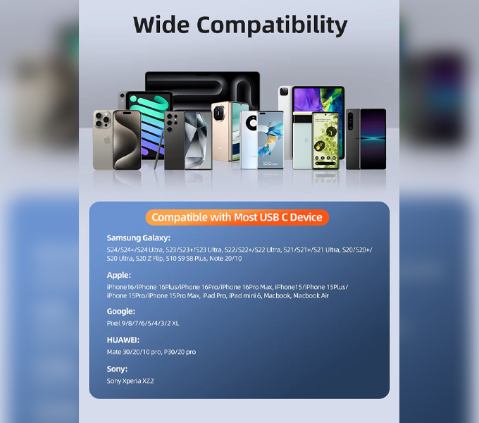 CABLETIME USB C Splitter 2-in-1 USB C to Dual USB C Headphone and Charger Adapter (CT-CMCC-AG)(2Y)