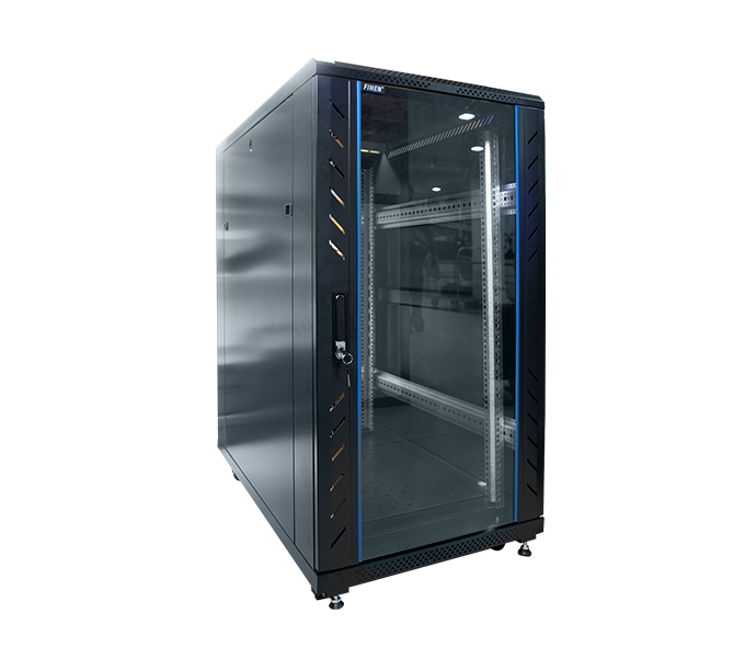Rack Closed 22U 600W X 1000D X 1166H included 4 FANS,1 SHELF BLACK COLOR -FINEN