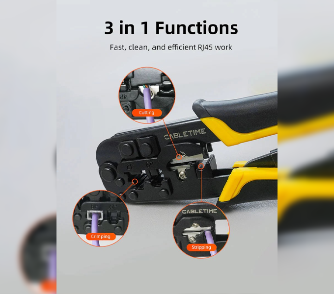 CABLETIME Rj45 Cat 5 Cat 6 Cable Crimping Tool 2Y (M: CNT1C)