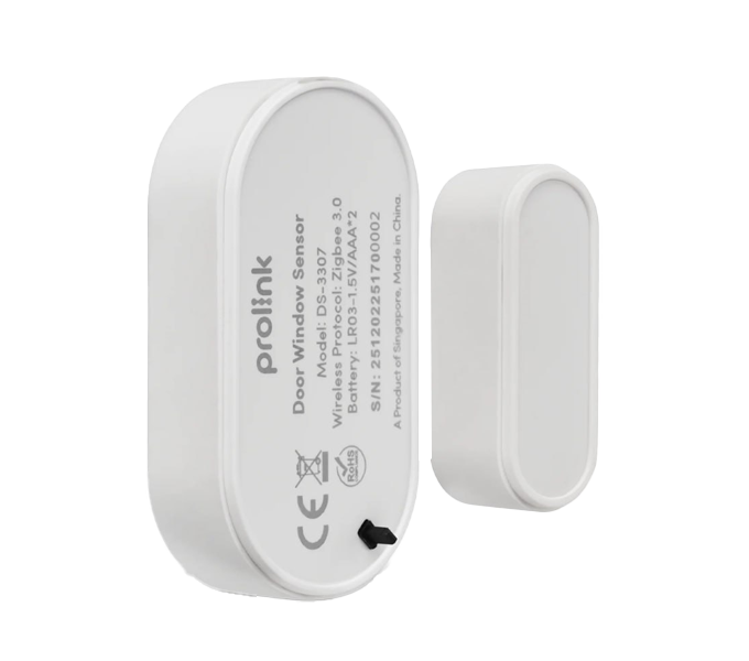 Prolink Door Zigbee DS-3307 /Window Sensor (White), Real-time Open-Tamper alarm