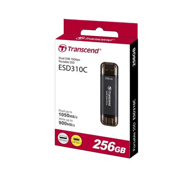 SSD External 256GB ESD310C TS256GESD310C Transcend- Dual USB fast 10Gbps, Type C/A (5Y)