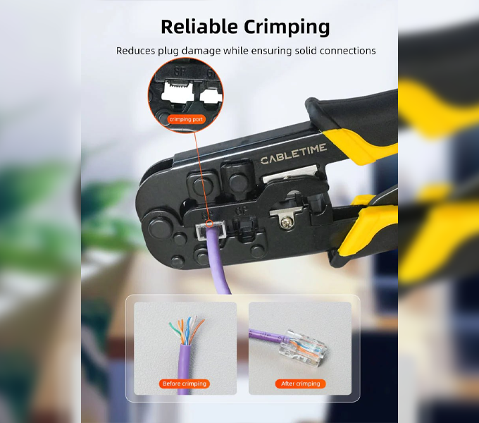 CABLETIME Rj45 Cat 5 Cat 6 Cable Crimping Tool 2Y (M: CNT1C)