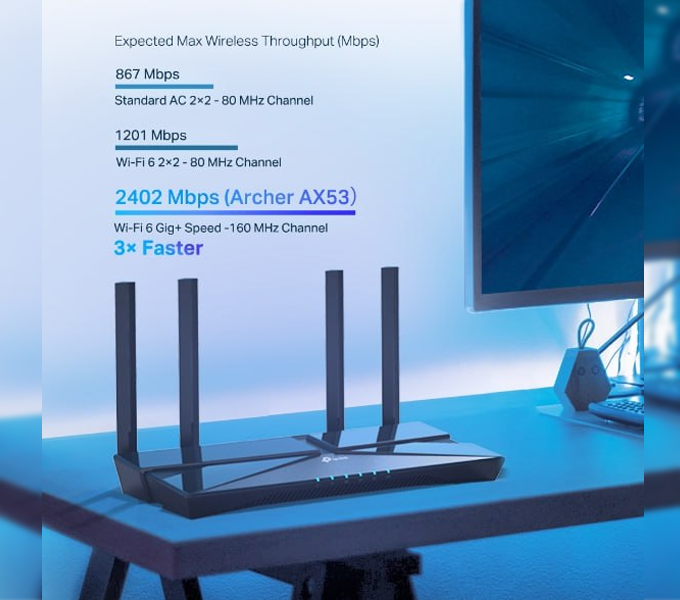 Router TP-link Gigabit Wi-Fi 6 AX3000 Model Archer AX53 (1Y)