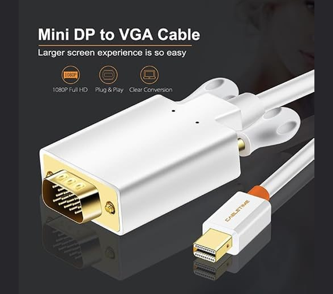 CABLETIME Cable 1.8M-Mini DisplayPort to VGA Cable, Mini DP Male 1.2 Cable 4K 60Hz(M:CD48K)