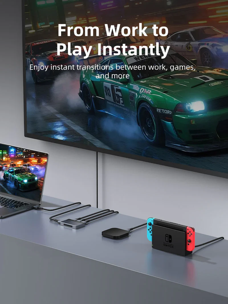 CABLETIME HDMI Switcher 3-IN-1 4K60Hz with Remote Control Manual forPS5 PS4 Xbox Fire (CT-HS4K3-AG)2Y