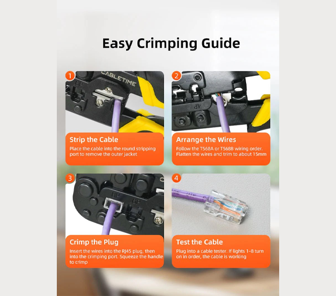 CABLETIME Rj45 Cat 5 Cat 6 Cable Crimping Tool 2Y (M: CNT1C)