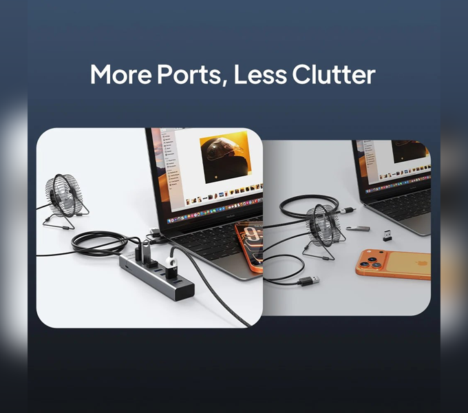 CABLETIME Cable 1M 7-IN-1 USB-A to USB 3.0 HUB(CB59G) (CT-HUBUA7-AG)2Y