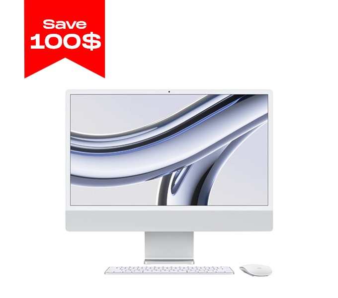 iMac 24" Retina 4.5K M3 chip-8‑core CPU and 10‑core GPU-8GB-512GB-Silver (MQRK3ZP/A)-1Y