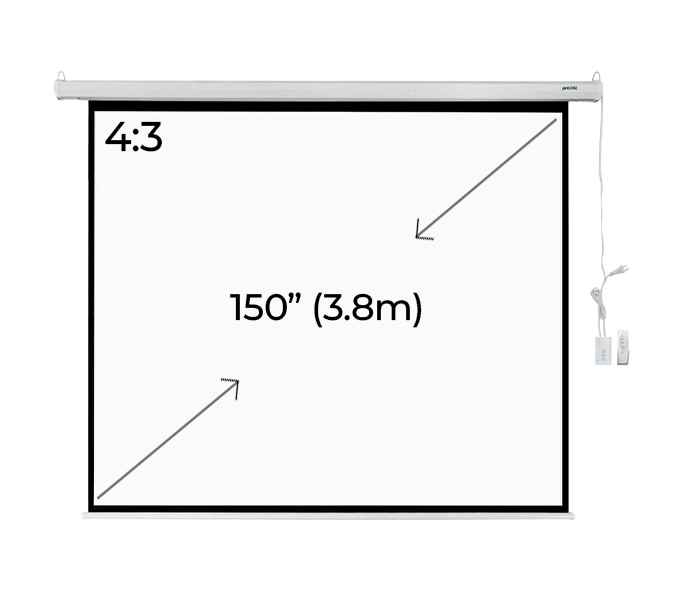 Electric Screen Projector W/Remote PROLINK Ratio 4:3 , 150" (3.8m)