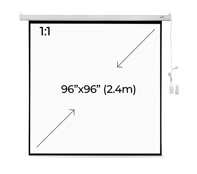 Electric Screen Projector W/Remote PROLINK Ratio 1:1 96'' X 96" (2.4m)
