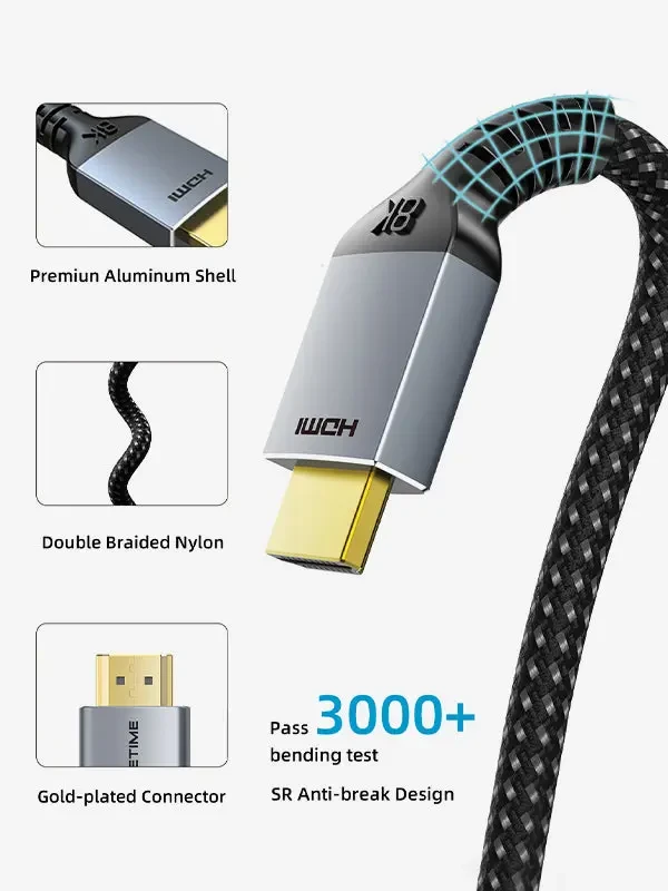 CABLETIME 8K PREMIUM HDMI 2.1 Aluminium Housing ,Gold plated, Support 8K/60HZ,Black color,(2M)(2)