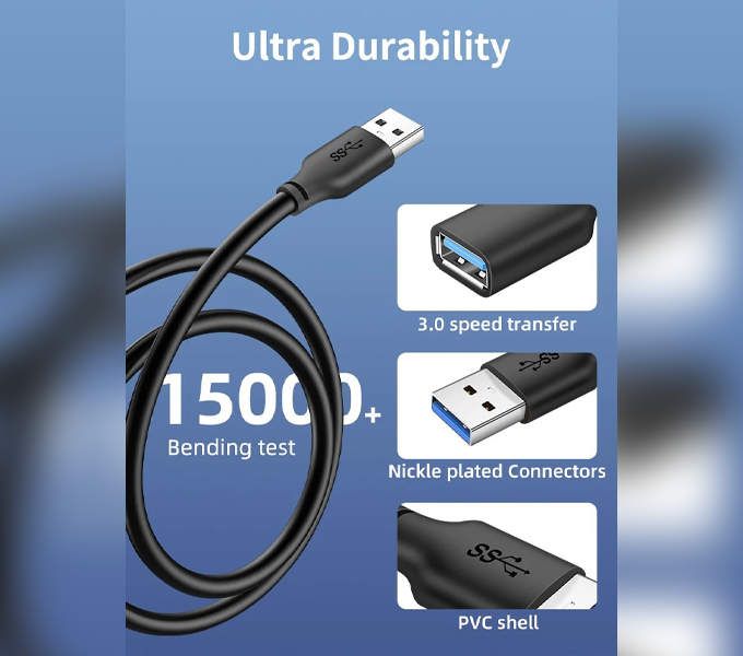 CABLETIME Cable 2M PVC USB3.0 AM-AF Extension(CA11L) (CT-C160-U3-AMAFN-B2) 2Y