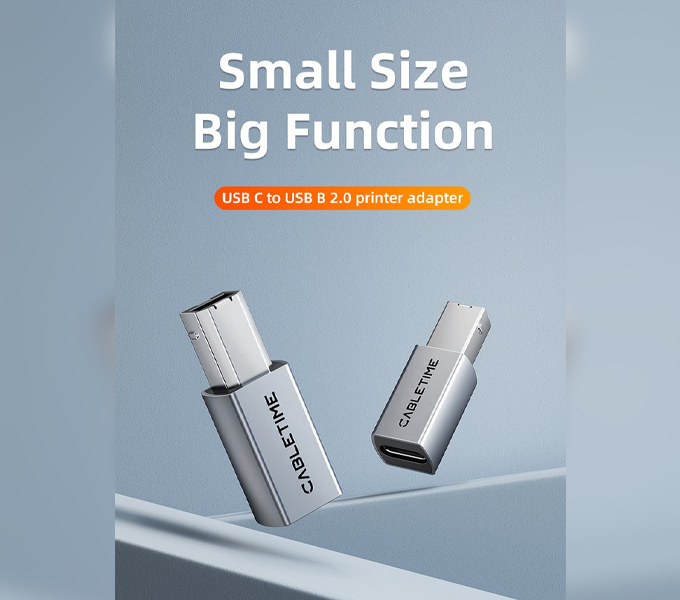 CABLETIME USB C to USB B 2.0 Printer Adapter (CT-CFBM2-AG)(2Y)