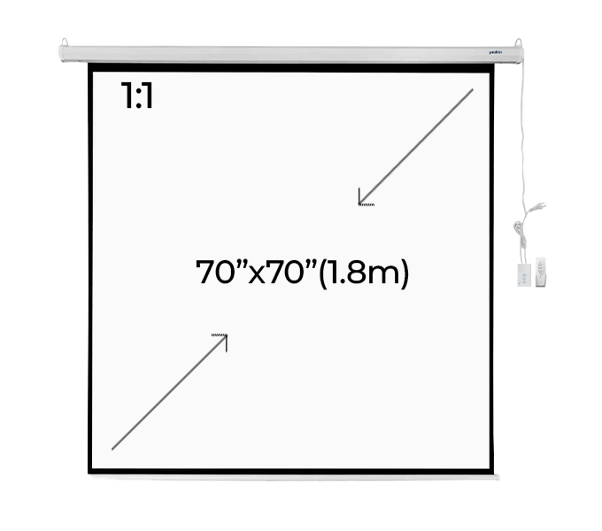Electric Screen Projector W/Remote PROLINK Ratio 1:1 70" X 70'' (1.8m)