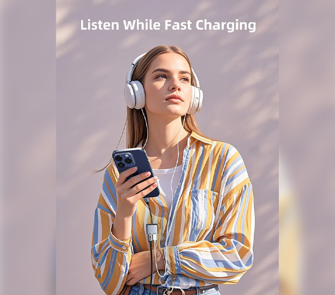 CABLETIME USB C Splitter 2-in-1 USB C to Dual USB C Headphone and Charger Adapter (CT-CMCC-AG)(2Y)