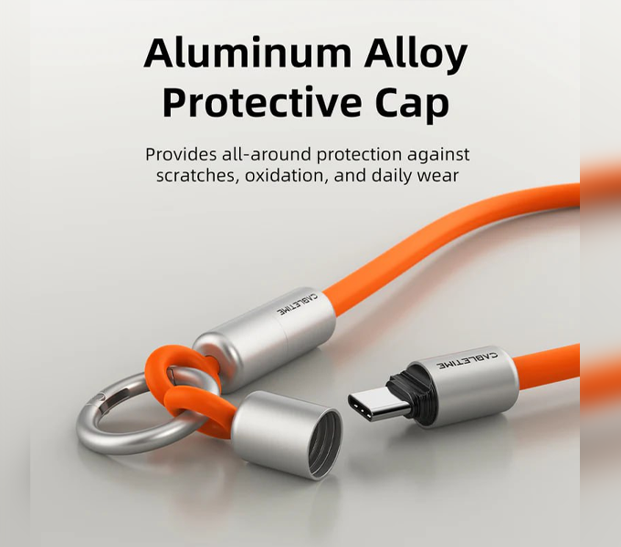 CABLETIME PD60W Wrist Lanyard USB-C Keychain Charging Cable 480Mbps (CU46G)(CT-CL60-ASG)(2Y)