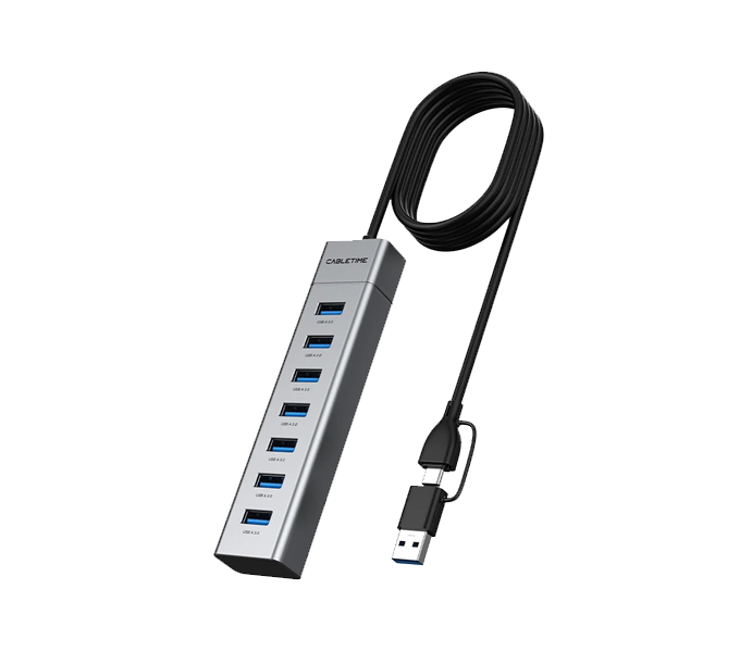 CABLETIME Cable 1M 7-IN-1 USB-A to USB 3.0 HUB(CB59G) (CT-HUBUA7-AG)2Y