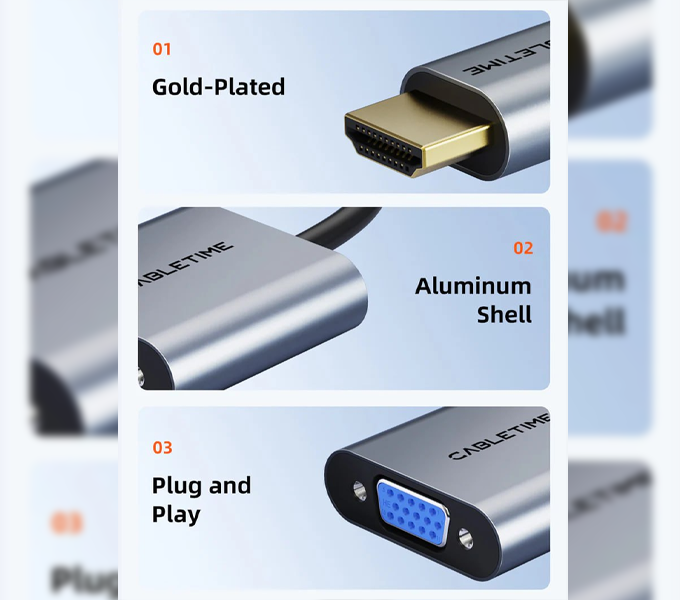 CABLETIME HDMI to VGA Adapter (CT-C160-PU31-HMVGA1-S0.15) 2Y