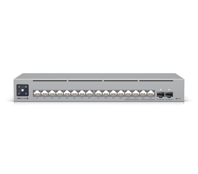 Ubiquiti UniFi Layer 3 Etherlighting switch with 8 (12) GbE, (4) 2.5 GbE, and (2)(USW-Pro-Max-16-EU)