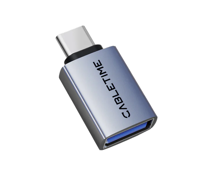 CABLETIME OTG adapter Aluminum 10Gbps USB3.2 USB-C Male to USB -A Female (CT-CMAF10-AG) 2Y