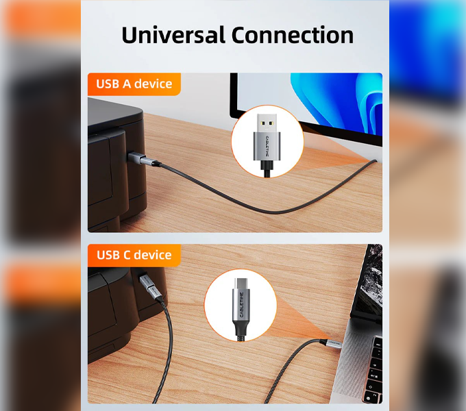 CABLETIME USB C to USB B 2.0 Printer Adapter (CT-CFBM2-AG)(2Y)