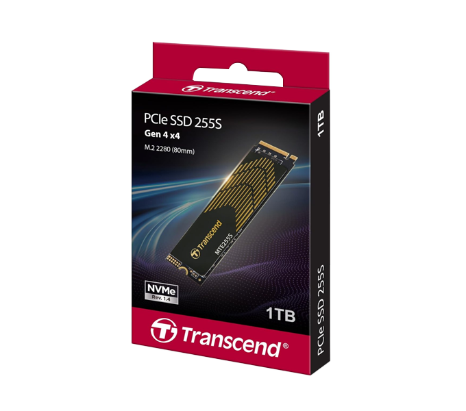 SSD Internal 1TB M.2 2280-PCIe TS1TMTE255S Transcend Gen4x4-NVMe-3D NAND DRAM(Graphene Heatsink)(5Y)