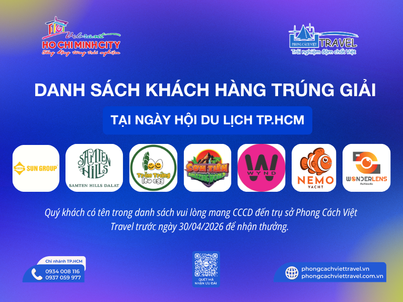 [CÔNG BỐ] DANH SÁCH KHÁCH HÀNG MAY MẮN TRÚNG GIẢI TẠI NGÀY HỘI DU LỊCH TP.HCM 2026