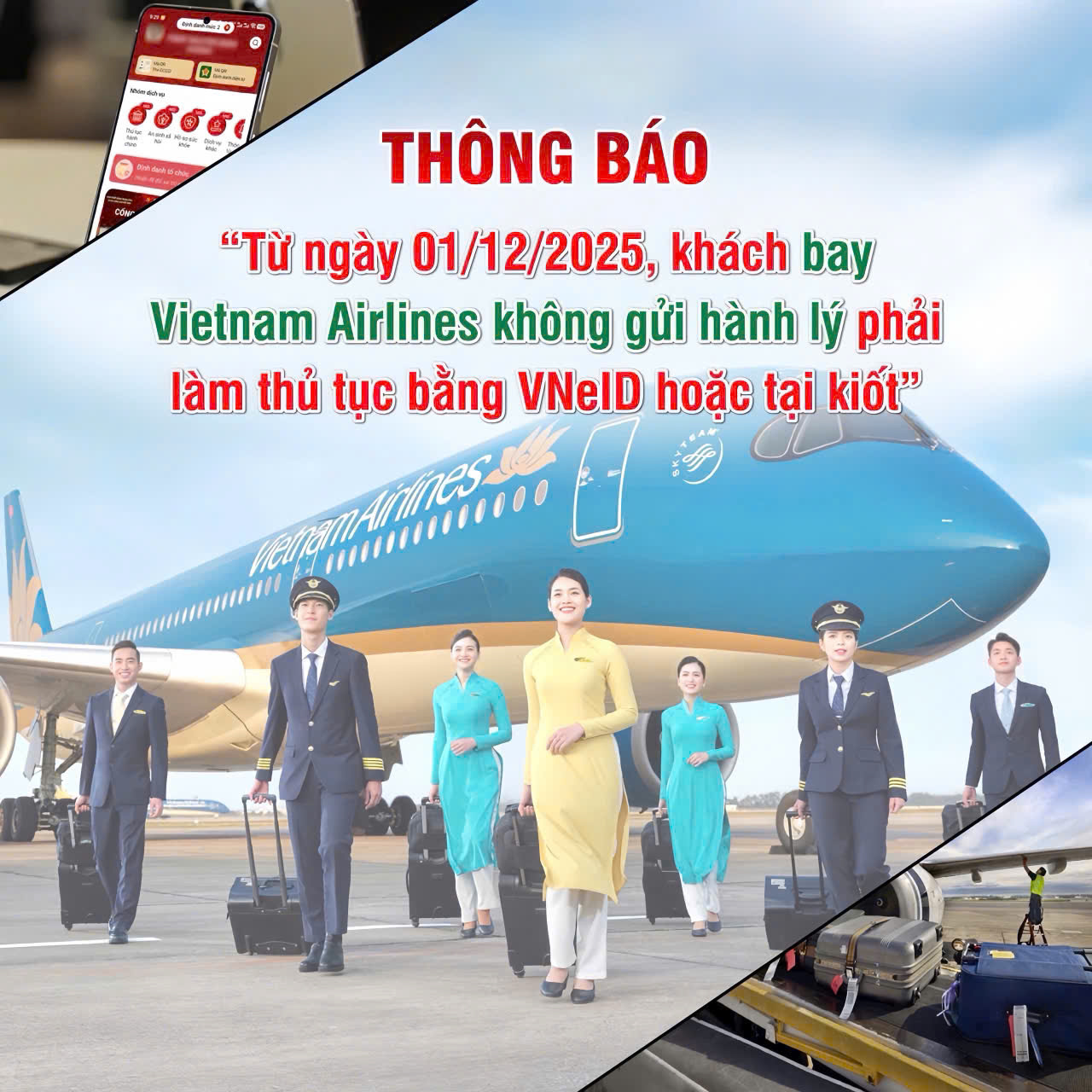 Vietnam Airlines: Thủ Tục Check-in Mới Từ 1/12/2025 - VNeID Hoặc Kiosk Cho Khách Không Gửi Hành Lý