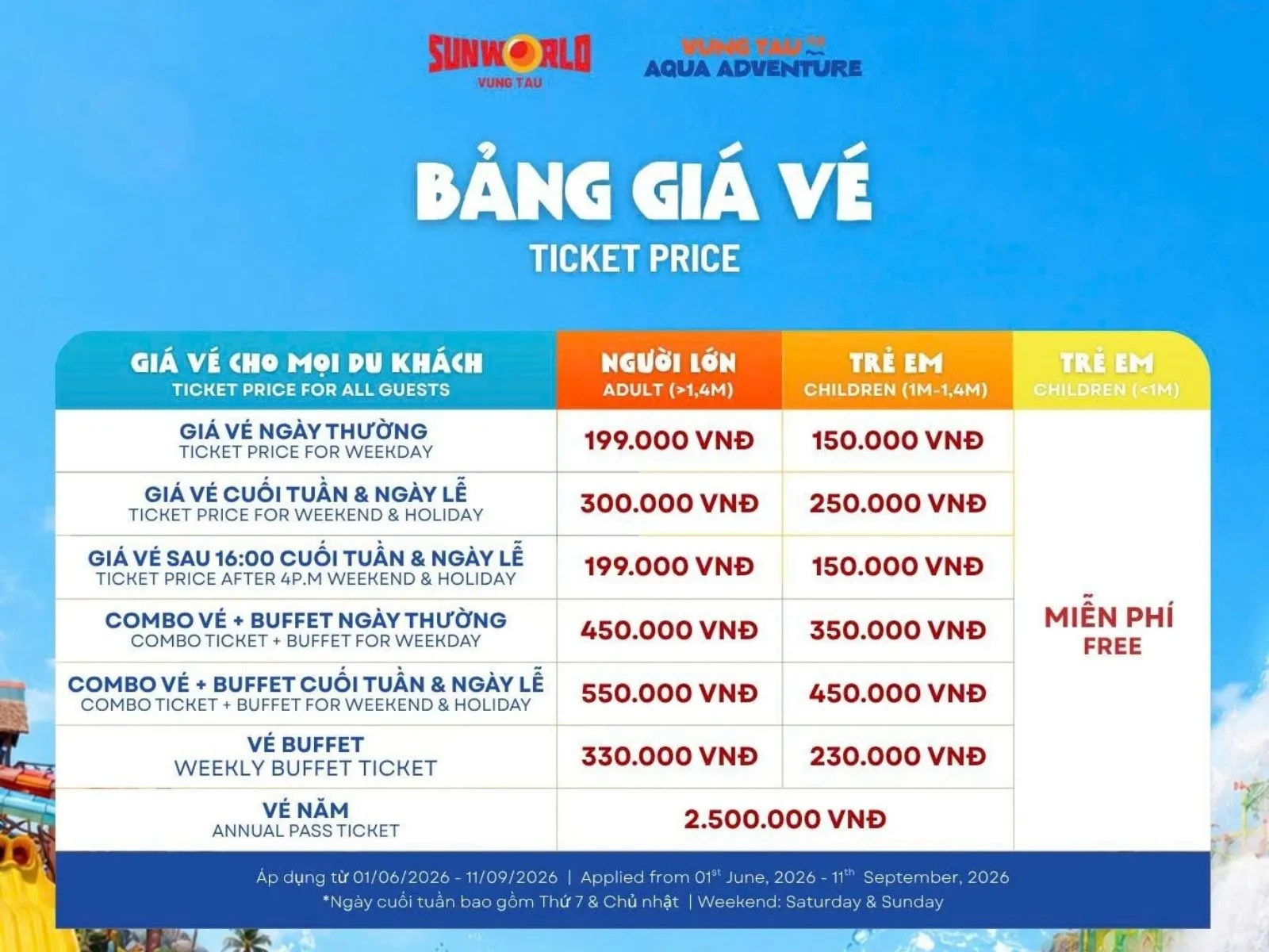Công Viên Nước Sun World Vũng Tàu Giá Vé Bao Nhiêu? cập nhật mới nhất
