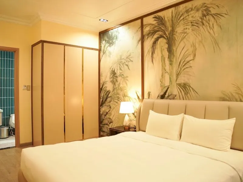 Phòng Cẩm Tú Cầu tại Boutique mang đến cảm giác bình yên và ấm cúng.